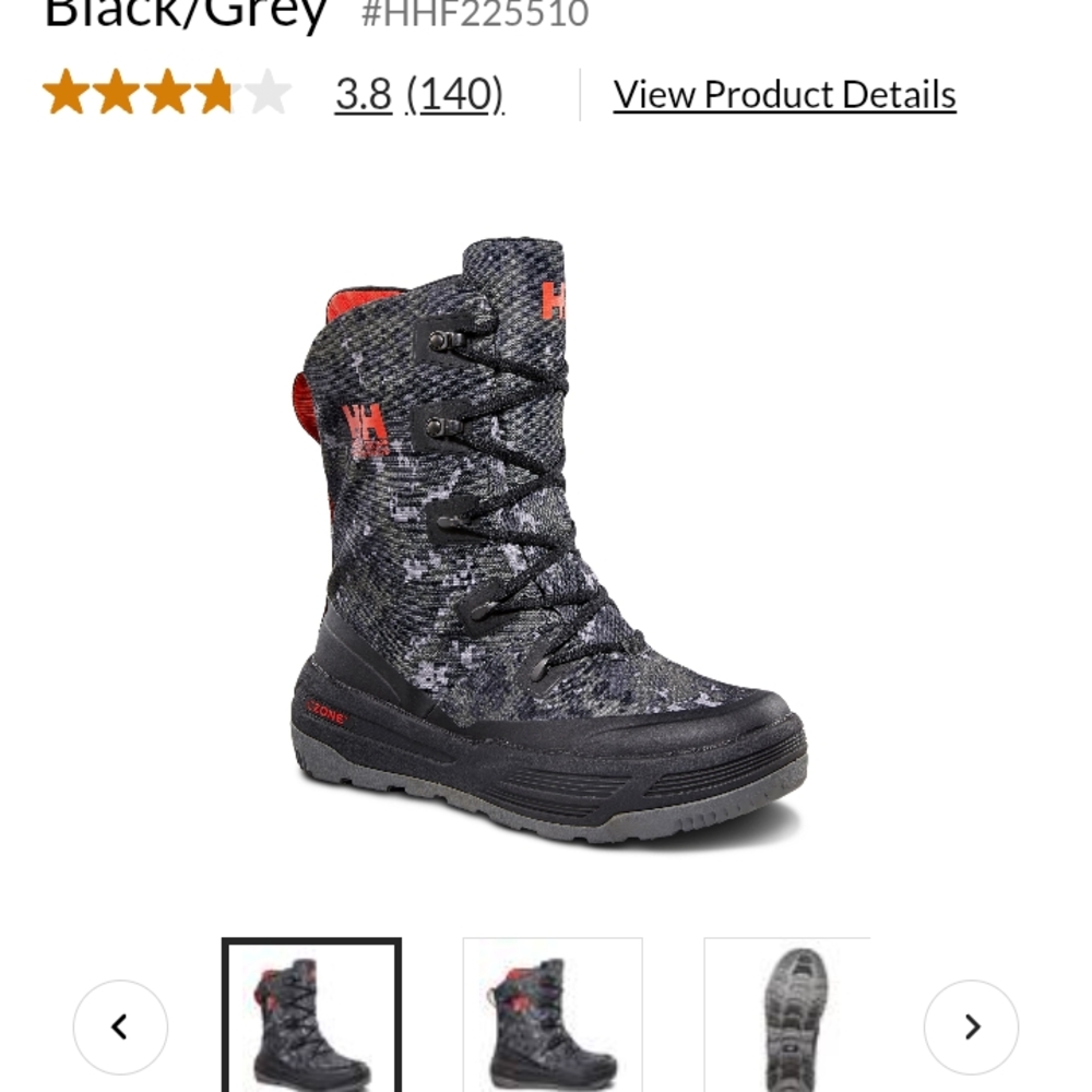 Helly Hansen Black and Gray Winter Boots with Camouflage Pattern